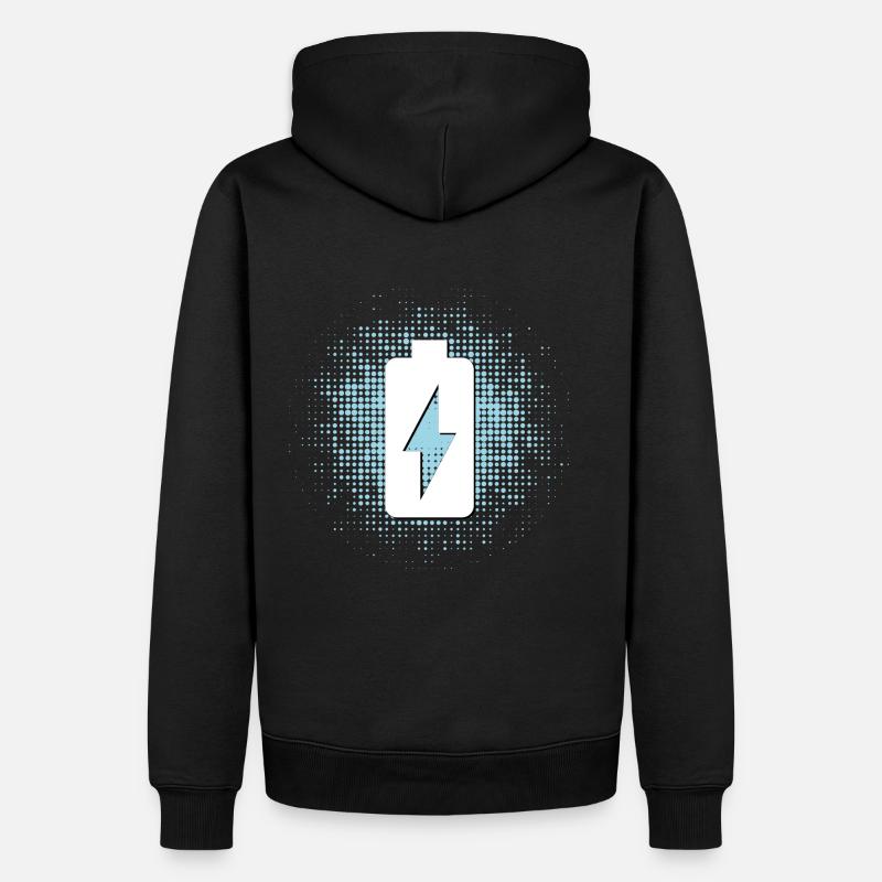 Batterie-Symbol mit Punktehintergrund - Männer Premium Bio Hoodie - Schwarz