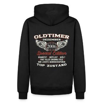17. Geburtstag Oldtimer Dezember Jahrgang 2006 - Männer Premium Bio Hoodie - Schwarz - Hinten - Nico (187cm)