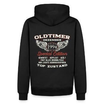 29. Geburtstag Oldtimer Dezember Jahrgang 1994 - Männer Premium Bio Hoodie - Schwarz - Hinten - Nico (187cm)