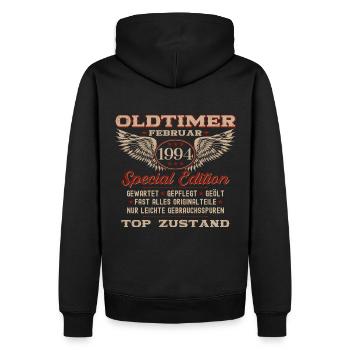 30. Geburtstag Oldtimer Februar Jahrgang 1994 - Männer Premium Bio Hoodie - Schwarz - Hinten - Nico (187cm)