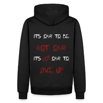 not okay - Männer Premium Bio Hoodie - Schwarz - Hinten - Nico (187cm)