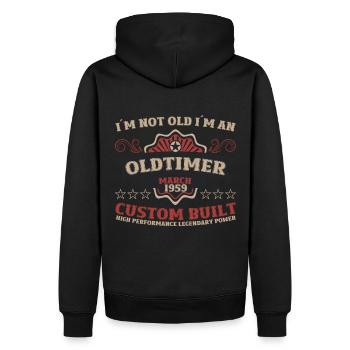 65. Geburtstag März Jahrgang 1959 Oldtimer - Männer Premium Bio Hoodie - Schwarz - Hinten - Nico (187cm)
