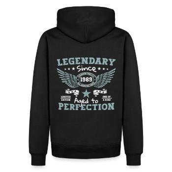 Legendary since 1989 33rd birthday gift - Men’s Premium Organic Hoodie - black - Back - Nico (187cm)