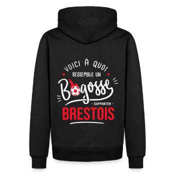 Brest Brestois bogosse supporter football brestois - Sweat à capuche Premium bio Homme - noir - Dos - Nico (187cm)