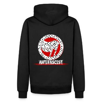 Antifaschistische Blumen Antifa Alerta - Männer Premium Bio Hoodie - Schwarz - Hinten - Nico (187cm)