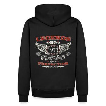 50. Geburtstag Mann Legende Jahrgang 1973 Oldtimer - Männer Premium Bio Hoodie - Schwarz - Hinten - Nico (187cm)