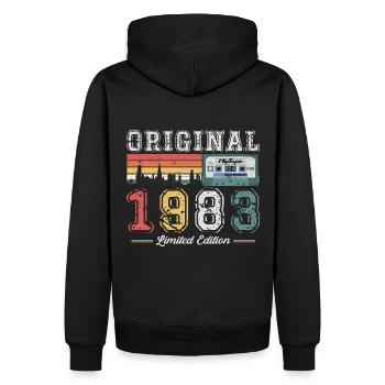 40th Birthday Man Vintage 1983 Vintage Cassette - Men’s Premium Organic Hoodie - black - Back - Nico (187cm)