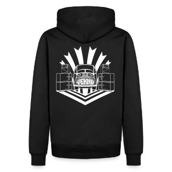 tekno 23 traveler sound - Männer Premium Bio Hoodie - Schwarz - Hinten - Nico (187cm)