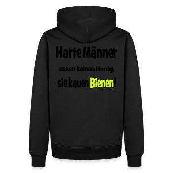 Harte Männer essen keinen Honig, sie kauen Bienen! - Männer Premium Bio Hoodie - Schwarz - Hinten - Nico (187cm)
