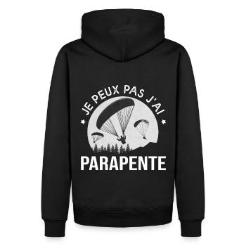 Cadeau parapente Je peux pas j ai parapente - Sweat à capuche Premium bio Homme - noir - Dos - Nico (187cm)