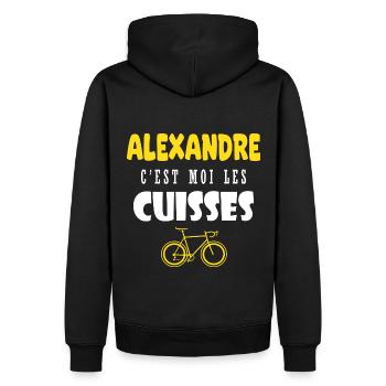 Alexandre vélo c est moi les cuisses humour velo - Sweat à capuche Premium bio Homme - noir - Dos - Nico (187cm)