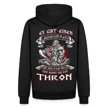 Mein Platz in der Hölle - Männer Premium Bio Hoodie - Schwarz - Hinten - Nico (187cm)