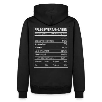 Pflegepersonal - Pflegewertangaben - Männer Premium Bio Hoodie - Schwarz - Hinten - Nico (187cm)