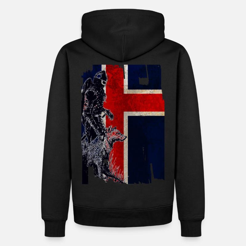 Wikinger Wolfsinsel - Männer Premium Bio Hoodie - Schwarz