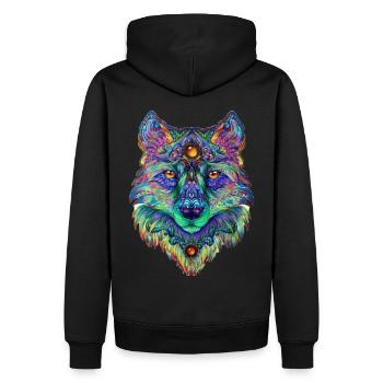 Wolfpack Geek wolf - Men’s Premium Organic Hoodie - black - Back - Nico (187cm)