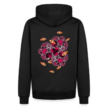 Fraktal #15 Koralle Clownfisch - Männer Premium Bio Hoodie - Schwarz - Hinten - Nico (187cm)