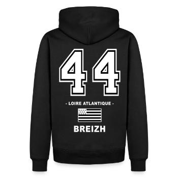 44 breizh bretagne - Sweat à capuche Premium bio Homme - noir - Dos - Nico (187cm)