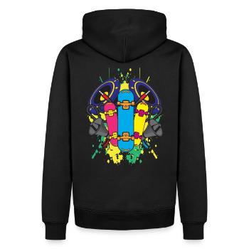 Skateboard Skateboarding Cool Musique Écouter - Sweat à capuche Premium bio Homme - noir - Dos - Nico (187cm)