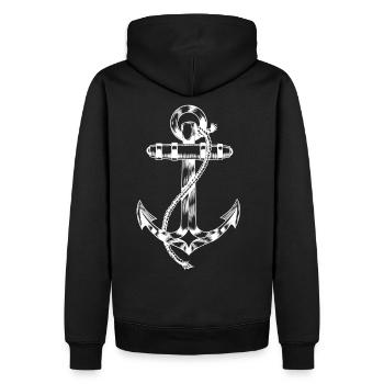 Ancre, marin, maritime, ahoy, capitaine, navire - Sweat à capuche Premium bio Homme - noir - Dos - Nico (187cm)