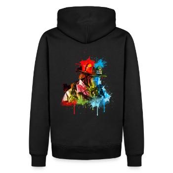 Pompiers Travailleur d’urgence avec protection respiratoire Dessin - Sweat à capuche Premium bio Homme - noir - Dos - Nico (187cm)