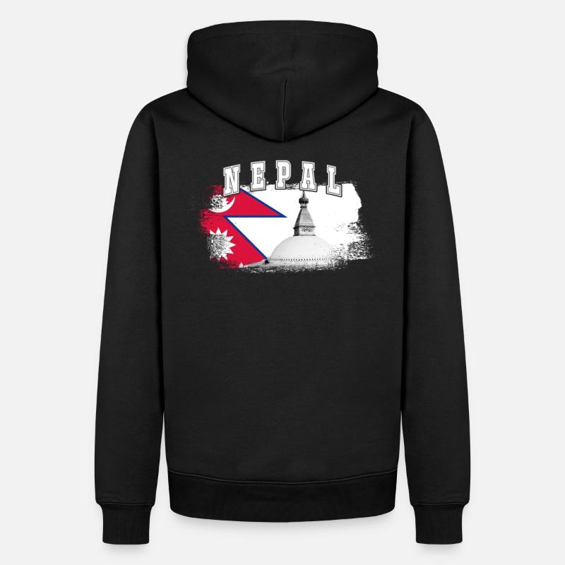 Népal Drapeau de Katmandou Asie - Sweat à capuche Premium bio Homme - noir