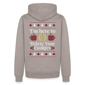 Ugly Sweater IT Nerd Cookie Deleting - Männer Premium Bio Hoodie - Taupe - Hinten - Nico (187cm)