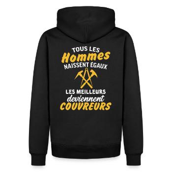 les meilleurs deviennent couvreurs cadeau couvreur - Sweat à capuche Premium bio Homme - noir - Dos - Nico (187cm)
