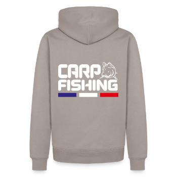 Carpiste de France - Männer Premium Bio Hoodie - Taupe - Hinten - Nico (187cm)