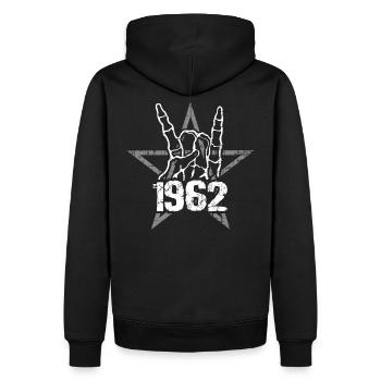 Born 1962 Metal Bone Hand Pentagram - Men’s Premium Organic Hoodie - black - Back - Nico (187cm)
