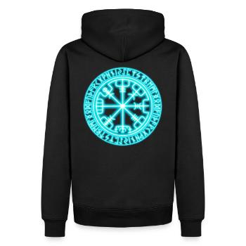 Vegvisir néon - Sweat à capuche Premium bio Homme - noir - Dos - Nico (187cm)