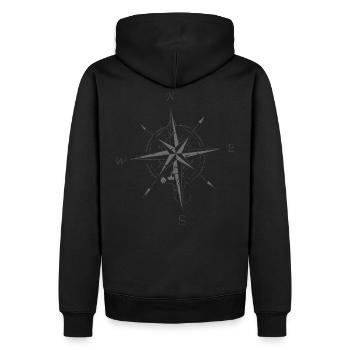 Kompass Vintage maritim Geschenk Outdoor Glaube - Männer Premium Bio Hoodie - Schwarz - Hinten - Nico (187cm)
