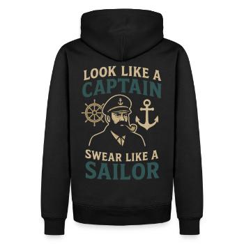 Look like a Captain, Swear like a Sailor Spruch - Männer Premium Bio Hoodie - Schwarz - Hinten - Nico (187cm)
