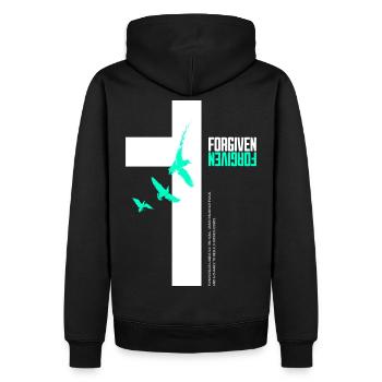 Forgiven Cross & Flying Birds - Männer Premium Bio Hoodie - Schwarz - Hinten - Nico (187cm)