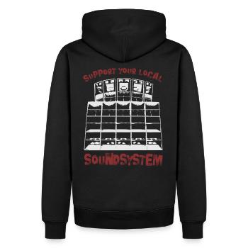 Support your local soundsystem - Men’s Premium Organic Hoodie - black - Back - Nico (187cm)