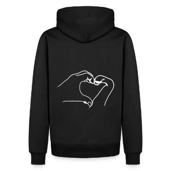 Katzenpfote Hand Herz - Männer Premium Bio Hoodie - Schwarz - Hinten - Nico (187cm)