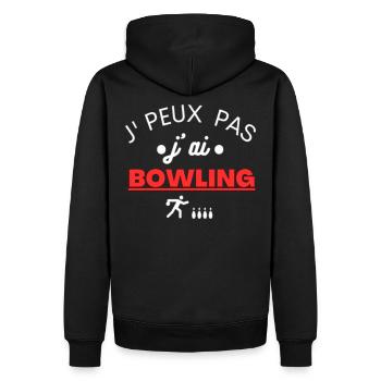 T shirt bowling j peux pas j ai bowling cadeau - Sweat à capuche Premium bio Homme - noir - Dos - Nico (187cm)