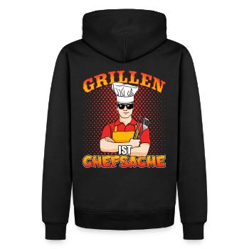 Grillen ist Chefsache - Grill Party Spruch - Männer Premium Bio Hoodie - Schwarz - Hinten - Nico (187cm)