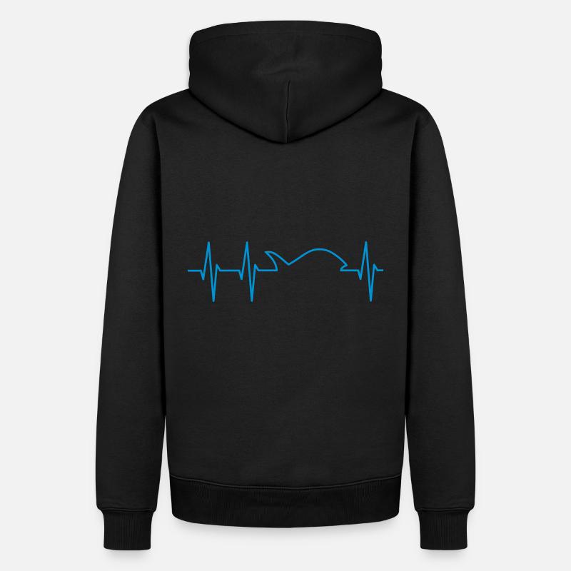 Elektrokardiogramm mit einem Fisch - Männer Premium Bio Hoodie - Schwarz