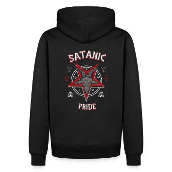 Satanic Pride I Goat Head Baphomet - Männer Premium Bio Hoodie - Schwarz - Hinten - Nico (187cm)