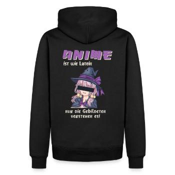 Anime ist wie Latein - Männer Premium Bio Hoodie - Schwarz - Hinten - Nico (187cm)