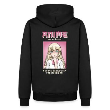 Anime ist wie Latein - Männer Premium Bio Hoodie - Schwarz - Hinten - Nico (187cm)