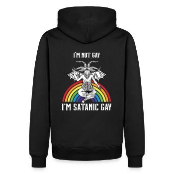I'm not gay i'm Satanic gay I LGBT Baphomet - Männer Premium Bio Hoodie - Schwarz - Hinten - Nico (187cm)