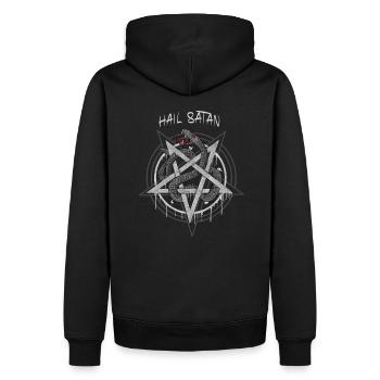 Hail Satan I Demon Pentagram Snake - Men’s Premium Organic Hoodie - black - Back - Nico (187cm)