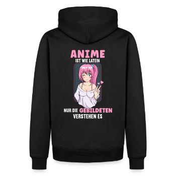 Anime ist wie Latein I Anime Cosplay Girl - Männer Premium Bio Hoodie - Schwarz - Hinten - Nico (187cm)