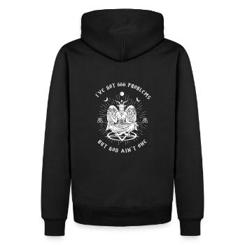 I got 666 problems but God ain't one I Baphomet - Men’s Premium Organic Hoodie - black - Back - Nico (187cm)