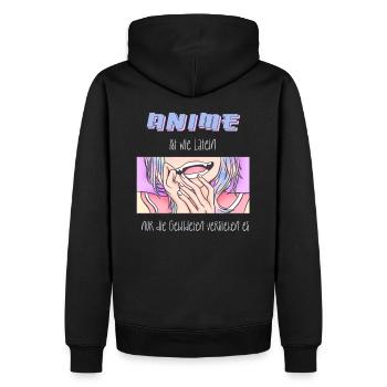 Anime ist wie Latein I Creepy Cute Anime Girl - Männer Premium Bio Hoodie - Schwarz - Hinten - Nico (187cm)
