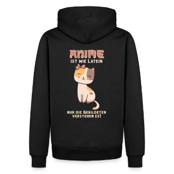 Anime ist wie Latein I Cute Anime Neko Katze - Männer Premium Bio Hoodie - Schwarz - Hinten - Nico (187cm)