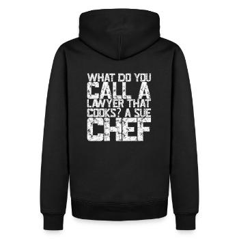 Comment appelez-vous un avocat qui cuisine? Un chef Sue - Sweat à capuche Premium bio Homme - noir - Dos - Nico (187cm)