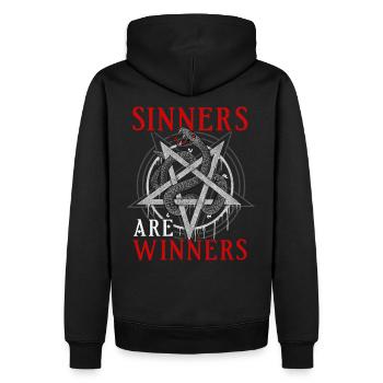 Sinners Are Winners I Satanic Pentagram Snake - Men’s Premium Organic Hoodie - black - Back - Nico (187cm)