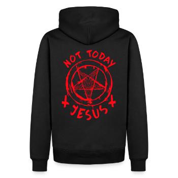 Pas aujourd’hui Jésus I Baphomet Pentagramme - Sweat à capuche Premium bio Homme - noir - Dos - Nico (187cm)